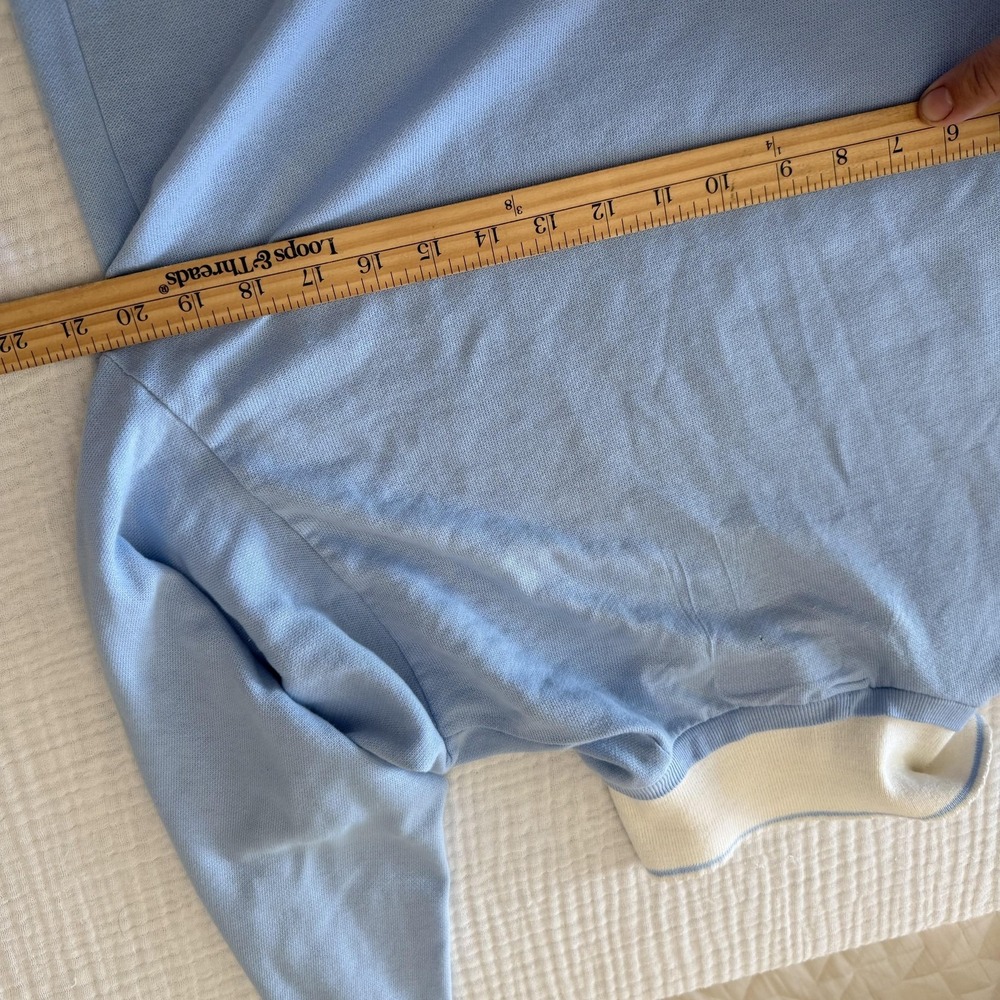 Vintage Sweatshirt Womens XL Blue Floral Butterfly Collar Retro 90s Cottagecore - Picture 13 of 16
